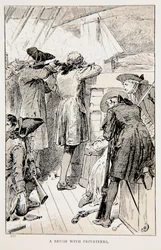 En pensel med Privateers, en illustrasjon fra 'With Clive in India, or the Beginnings of an Empire' av GA Henty, pub. London, 1884